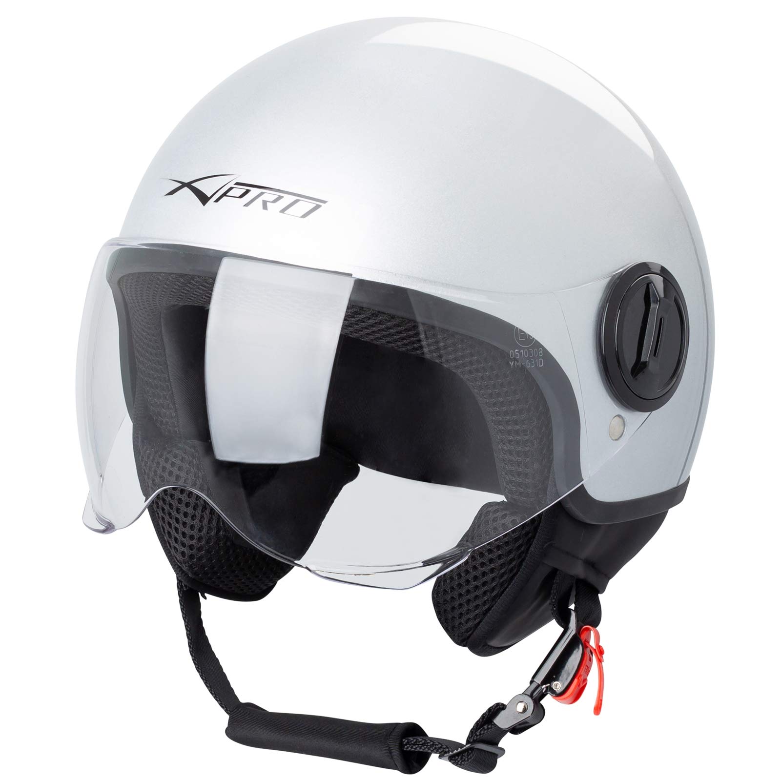 Motorradhelm Motorrad Roller Jet Helm Demi Avio Viser Homologiert SonicMoto Silber L von A-PRO SRL