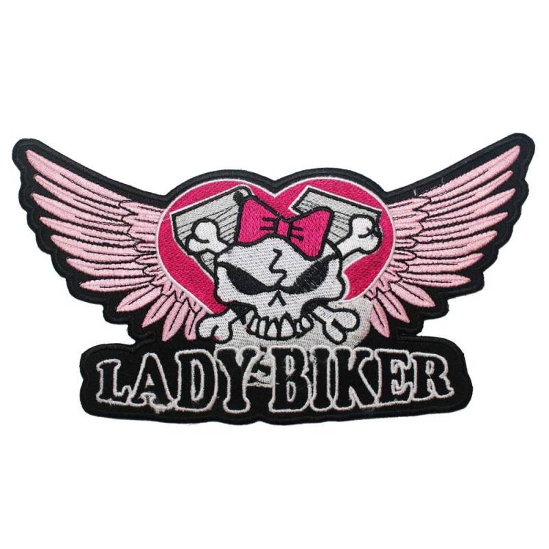 Aufnäher Dame Motorräder Aufbügeln Patch Farbig Lady Biker Flügel Motorrad von A-Pro