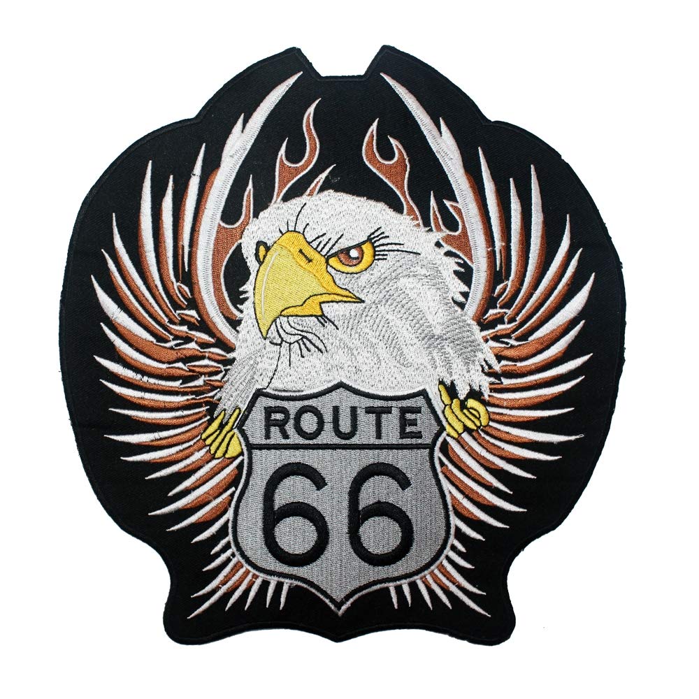 Aufnäher Route 66 Aufbügeln Patch Stoff Motorräder Jacke Motorradfahrer Groß von A-PRO SRL