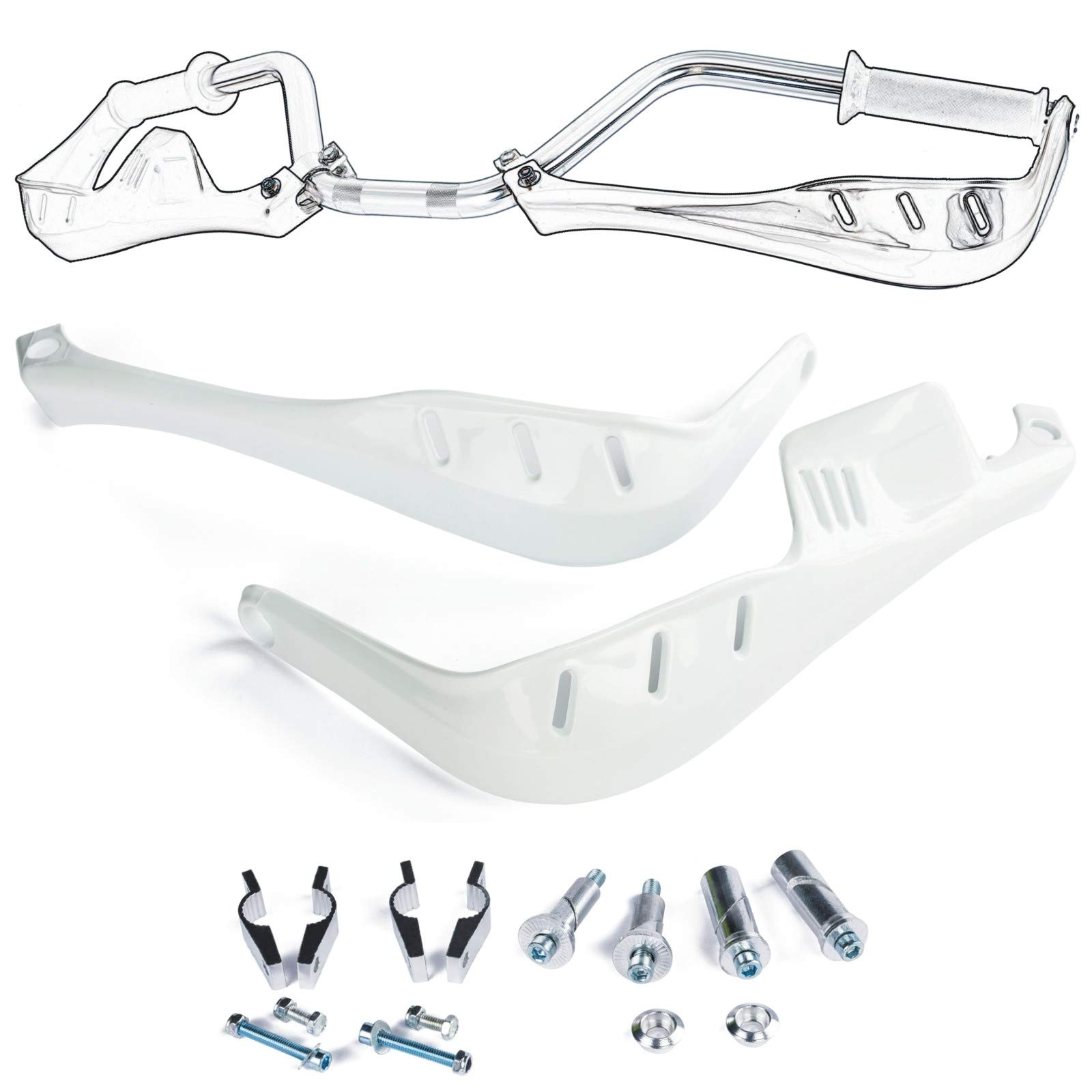 Handschutz Motorrad Handguard Offroadfahrzeuge Universelles Handprotektoren Weiss von A-PRO SRL