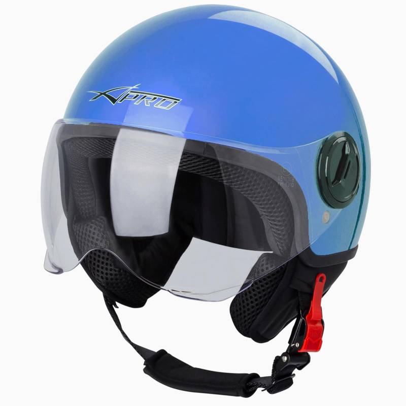 Motorradhelm Motorrad Roller Jet Helm Demi Avio Viser Homologiert SonicMoto Blau L von A-PRO SRL