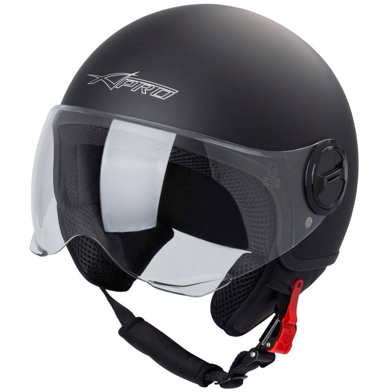 Motorradhelm Motorrad Roller Jet Helm Demi Avio Viser Homologiert SonicMoto Matt Schwarz S von A-PRO SRL