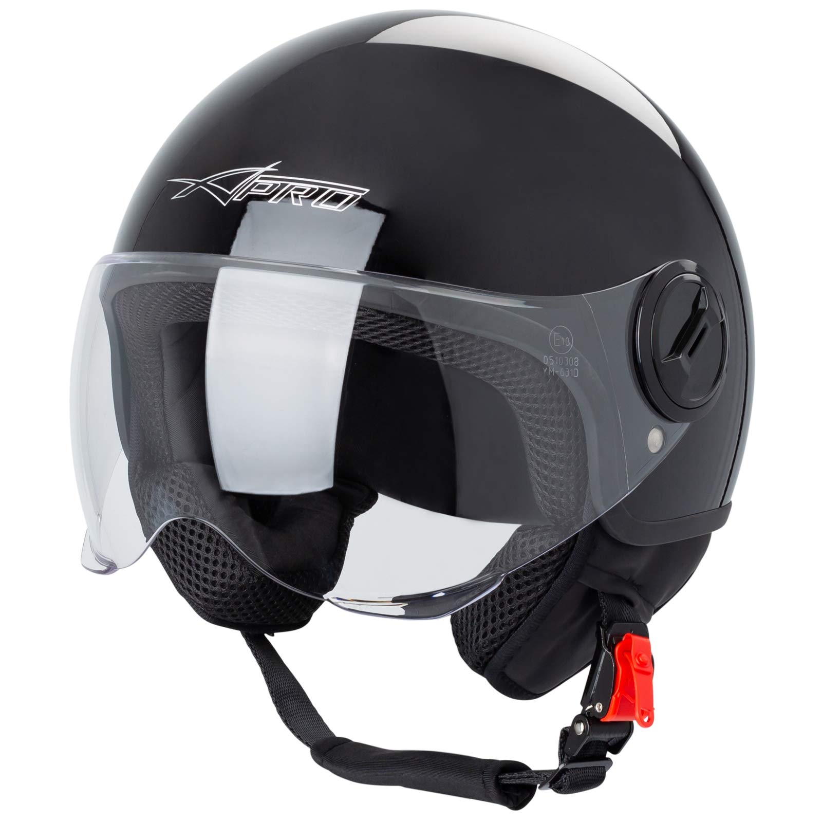 Motorradhelm Motorrad Roller Jet Helm Demi Avio Viser Homologiert SonicMoto Schwarz M von A-PRO SRL