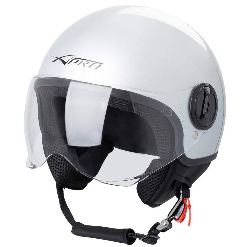 Motorradhelm Motorrad Roller Jet Helm Demi Avio Viser Homologiert SonicMoto Silber S von A-PRO SRL