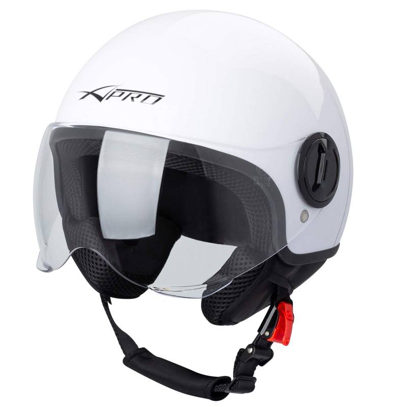 Motorradhelm Motorrad Roller Jet Helm Demi Avio Viser Homologiert SonicMoto Weiß S von A-PRO SRL