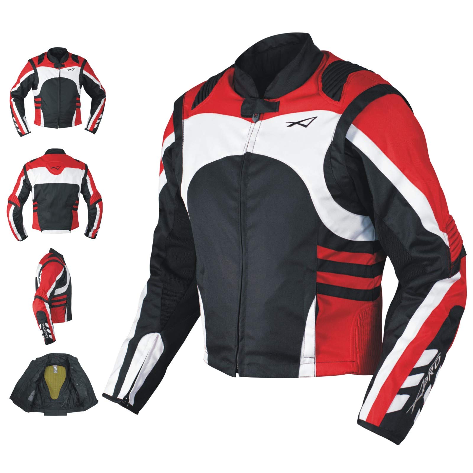 A-PRO SRL Textil Sommerjacke CE Protektoren Racing Motorrad Winddicht Stretch Rot L von A-Pro