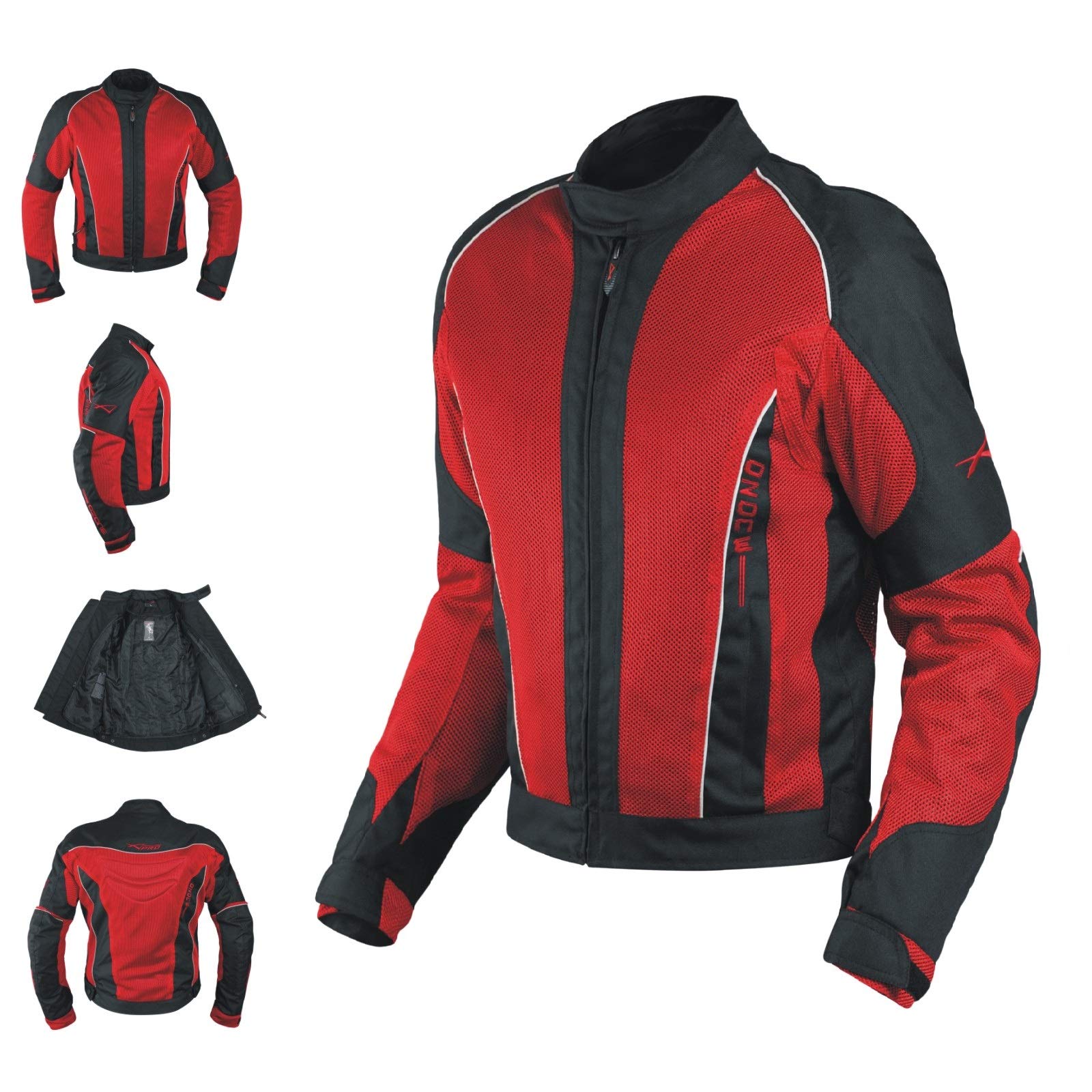 A-Pro Damenjacke Perforiert Sommerjacke Motorrad Roller Mesh Protektoren CE Rot M von A-Pro