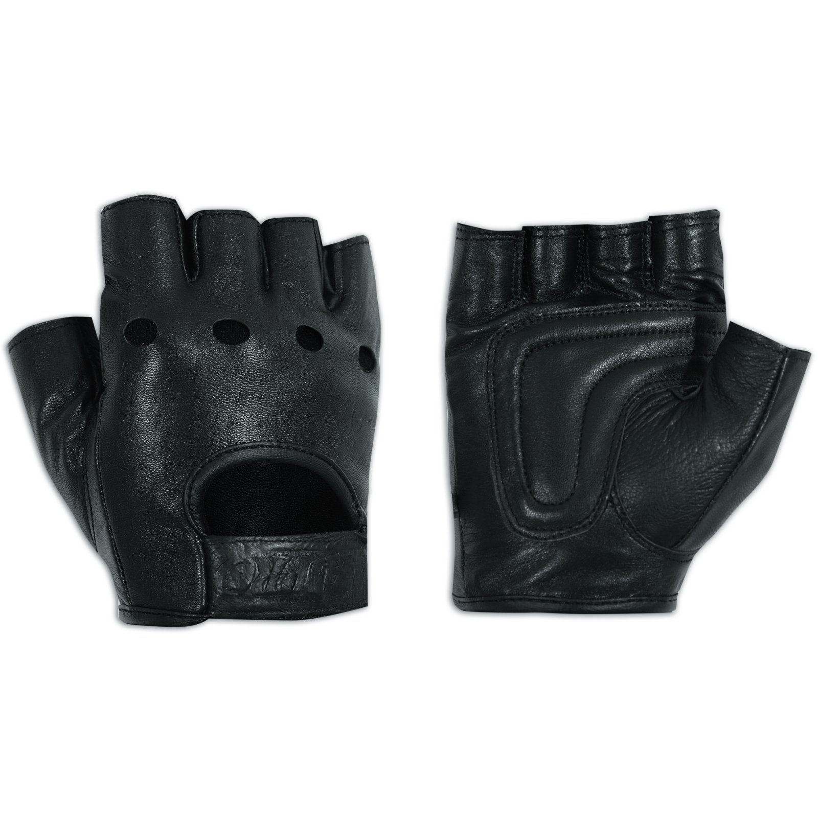 Fingerlose Handschuhe aus weichem Leder Motorrad Rindsleder Goth Punk Schwarz L von A-Pro