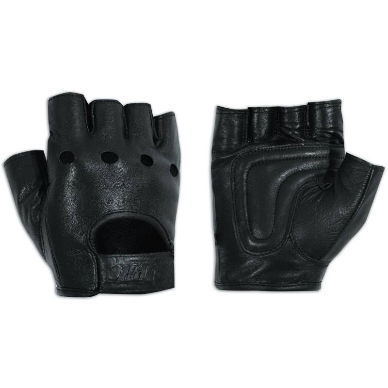 A-Pro Fingerlose Handschuhe aus weichem Leder Motorrad Rindsleder Goth Punk Schwarz L von A-Pro