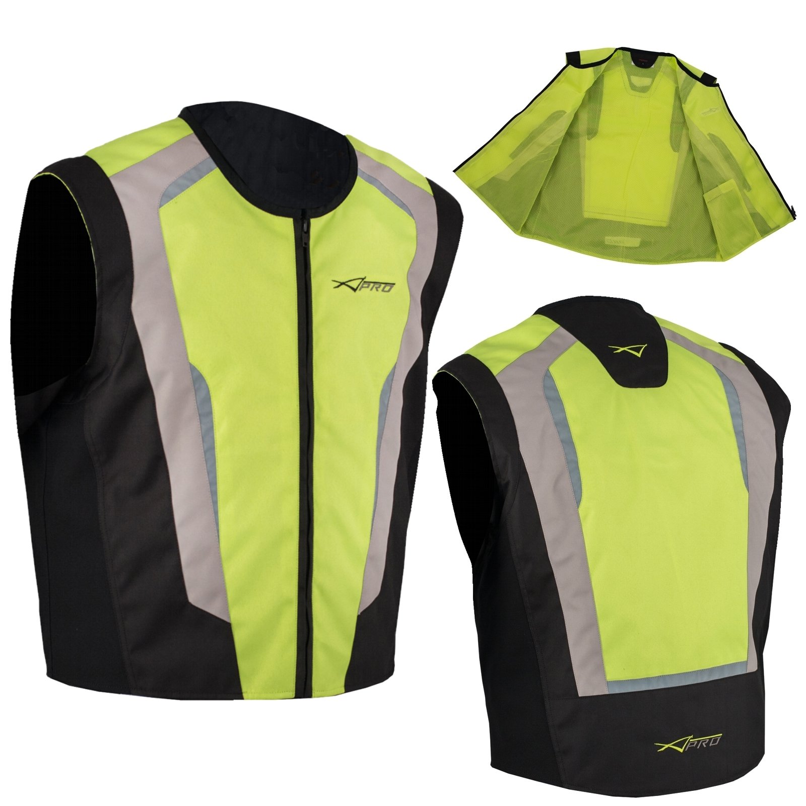 Helle Sicherheitsweste Hi Vis Weste Motorrad Roller Reflektirend Sichtbarkeit 3X von A-Pro