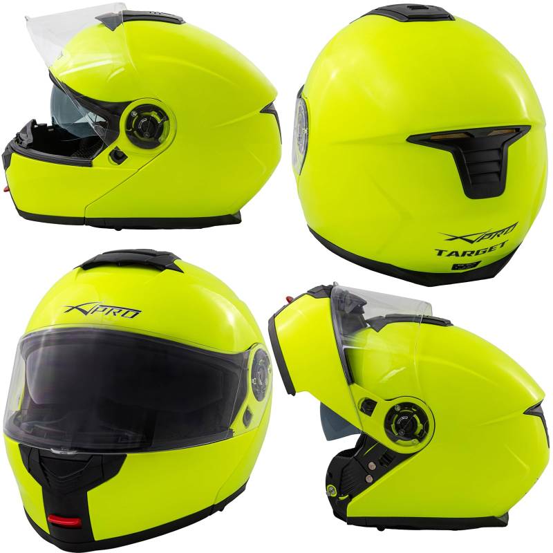 Helm Klapphelm Motorradhelm Innensonnenblende Modular Fluo M von A-Pro