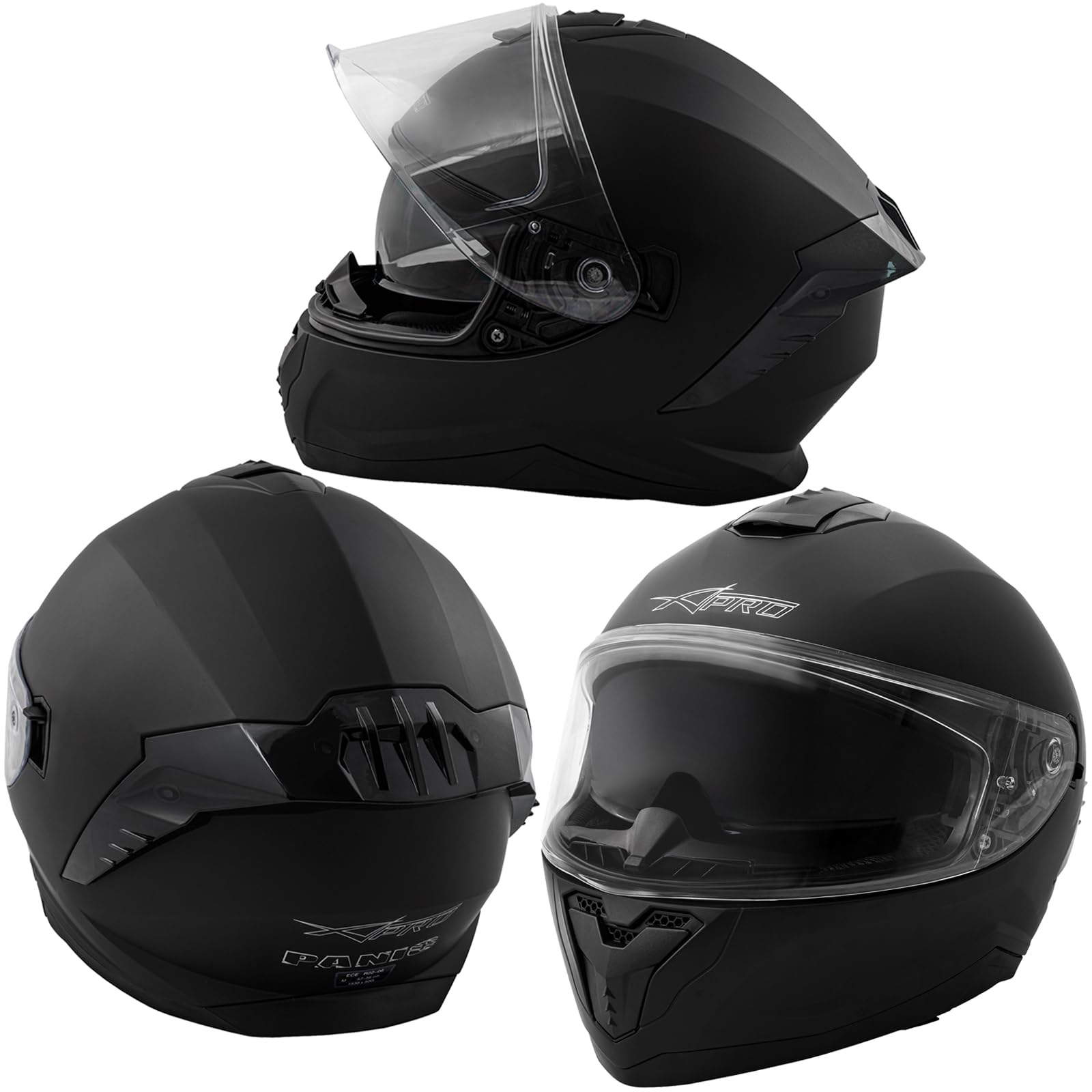 A-Pro Integralhelm Motorradhelm Rollerhelm Innensonnenblende Helm Matt Schwarz L von A-Pro