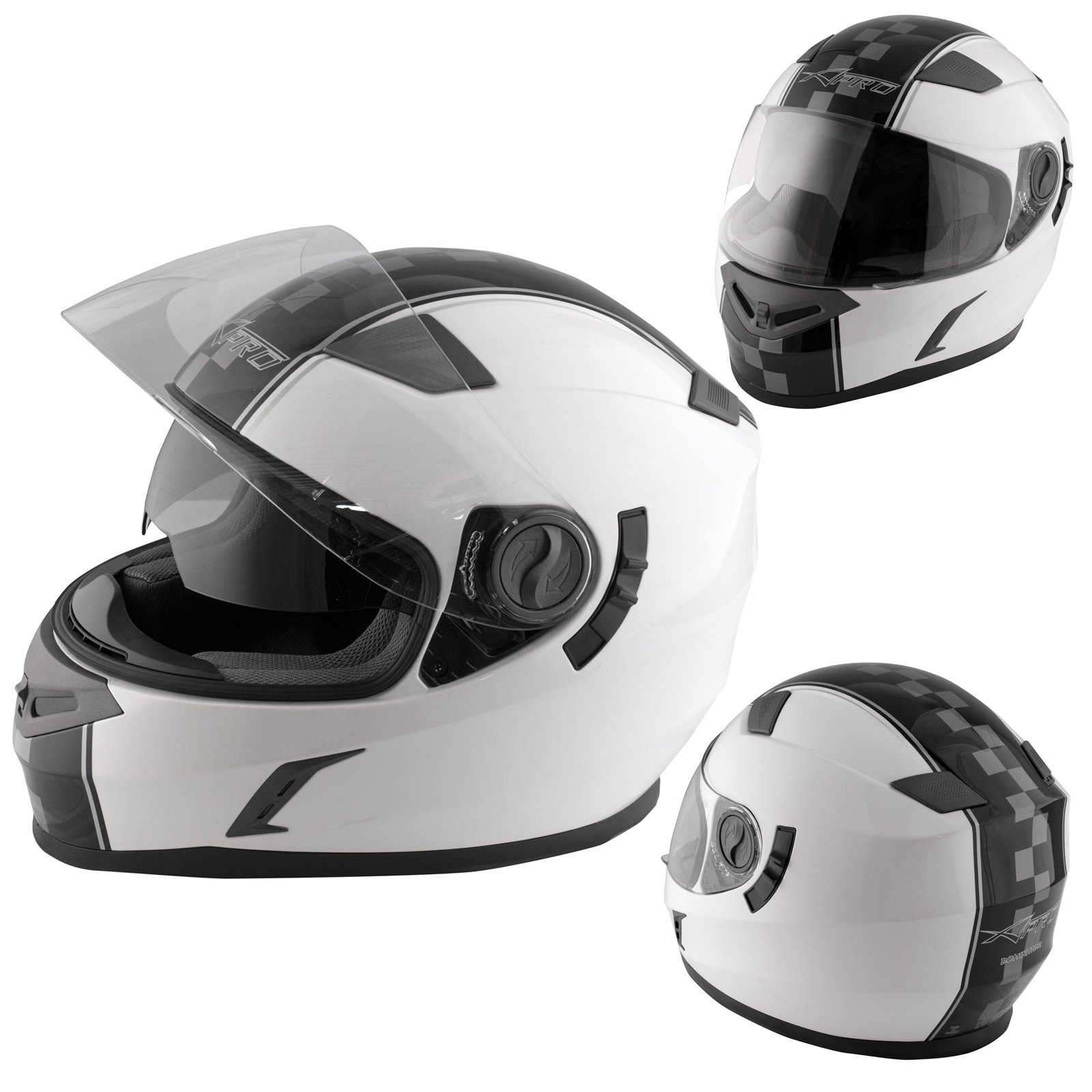 A-Pro Integralhelm Motorradhelm Rollerhelm Innensonnenblende Helm Weiss S von A-Pro