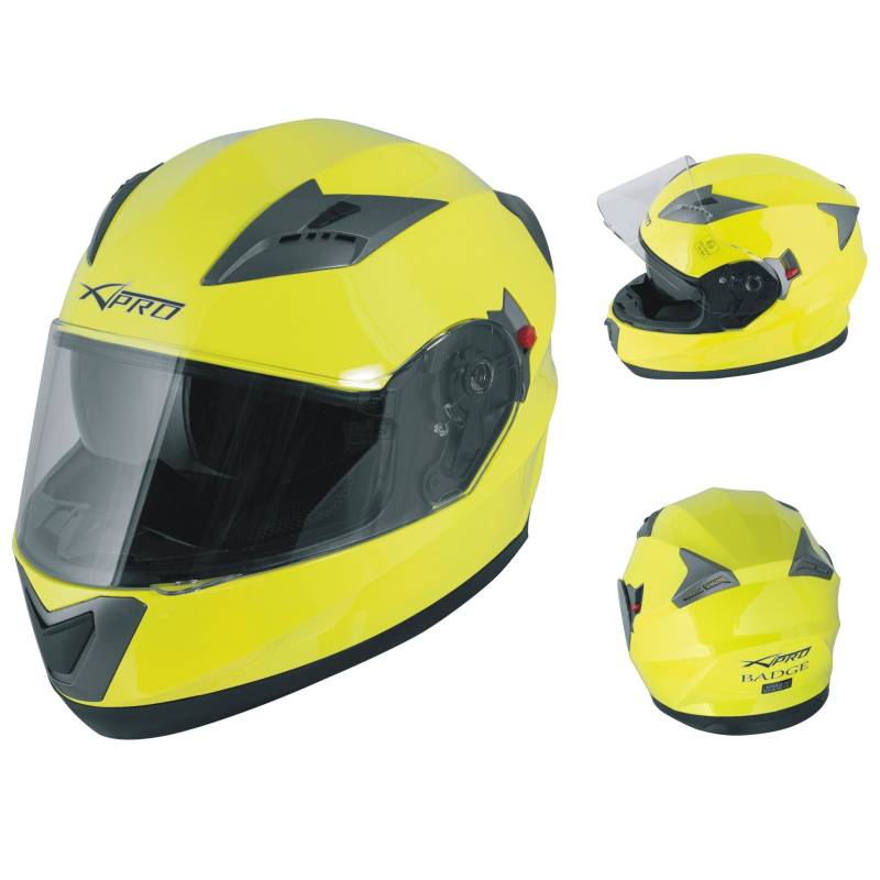 Integralhelm Motorradhelm Rollerhelm Sonnenblende Gelb M von A-Pro