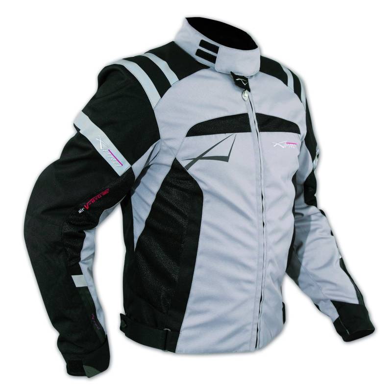 Jacke CE Ruestung Qualität Motorrad Thermal Innenbeschichtung Sport Grau XXL von A-Pro