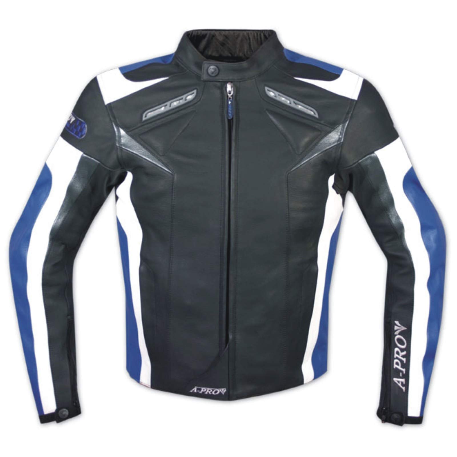 A-Pro Leder Jacke Motorrad Race Sport Rindsleder CE Protektoren Thermofutter Blau M von A-Pro