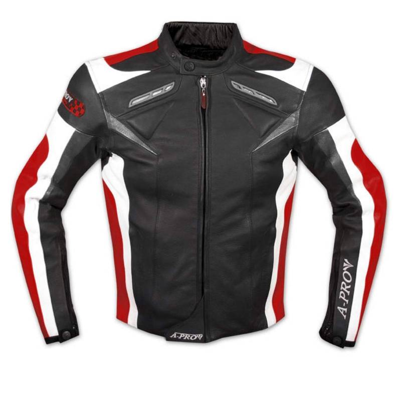 A-Pro Leder Jacke Motorrad Race Sport Rindsleder CE Protektoren Thermofutter Rot L von A-Pro