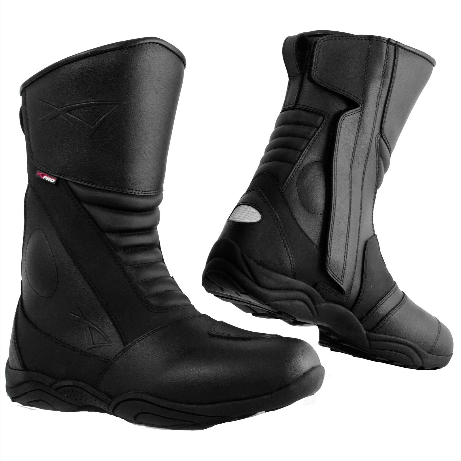 Leder wasserdichte Stiefel Motorrad Verstaerkte Lederstiefel Schwarz 43 von A-Pro