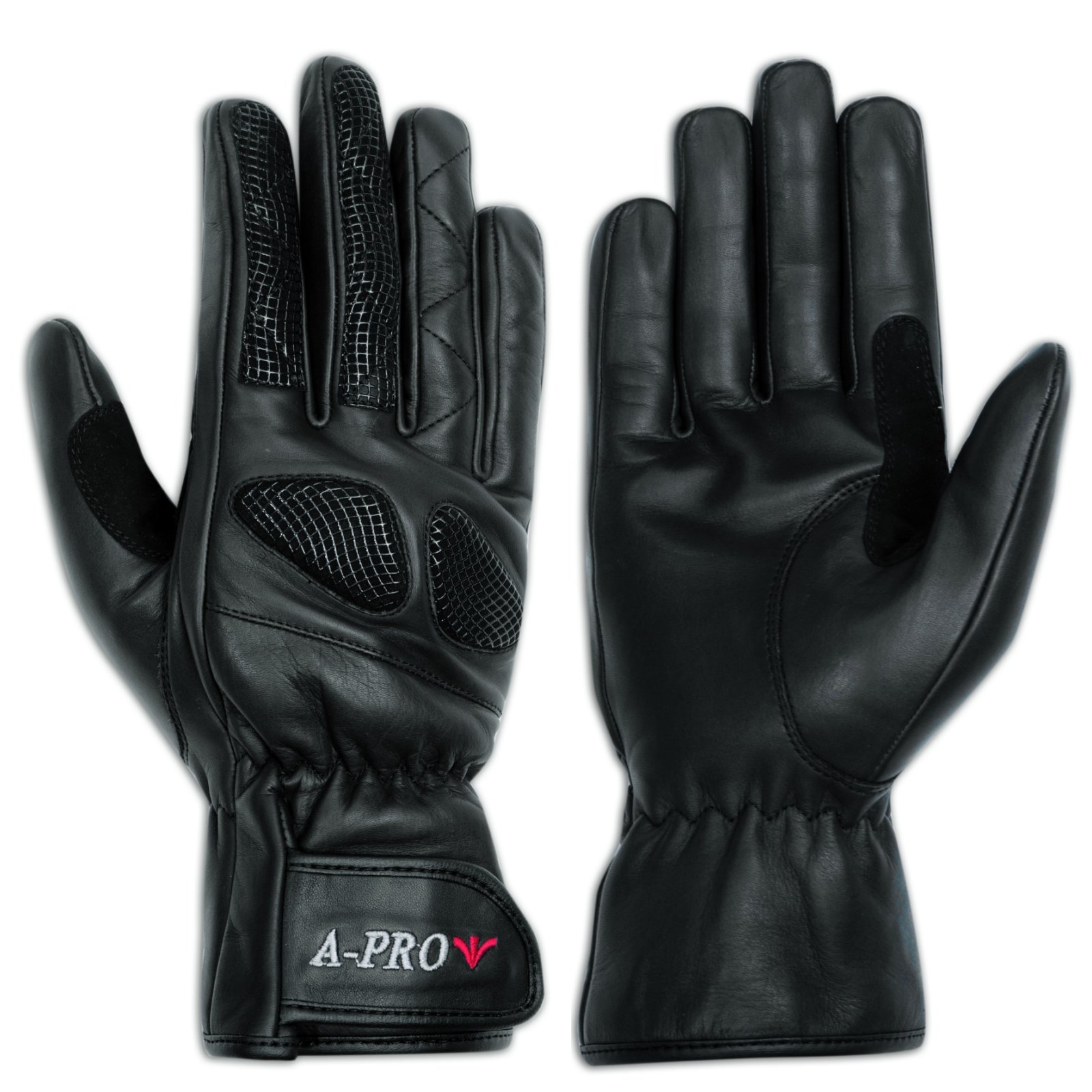 A-Pro Lederhandschuhe Motorrad all Saison Roller Cruiser Rindsleder Schwarz 3XL von A-Pro