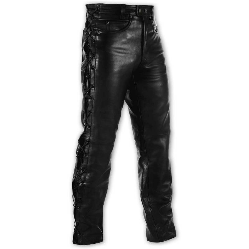 A-Pro Lederhose Motorrad Unisex Klassic Jeans Geschnitten Custom Schwarz 36 von A-Pro