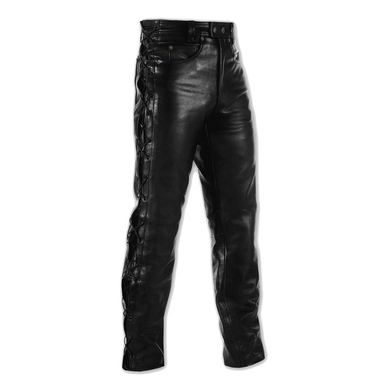 A-Pro Lederhose Senkel Motorrad Custom Chopper Touring 5 Taschen Schwarz 32 von A-Pro