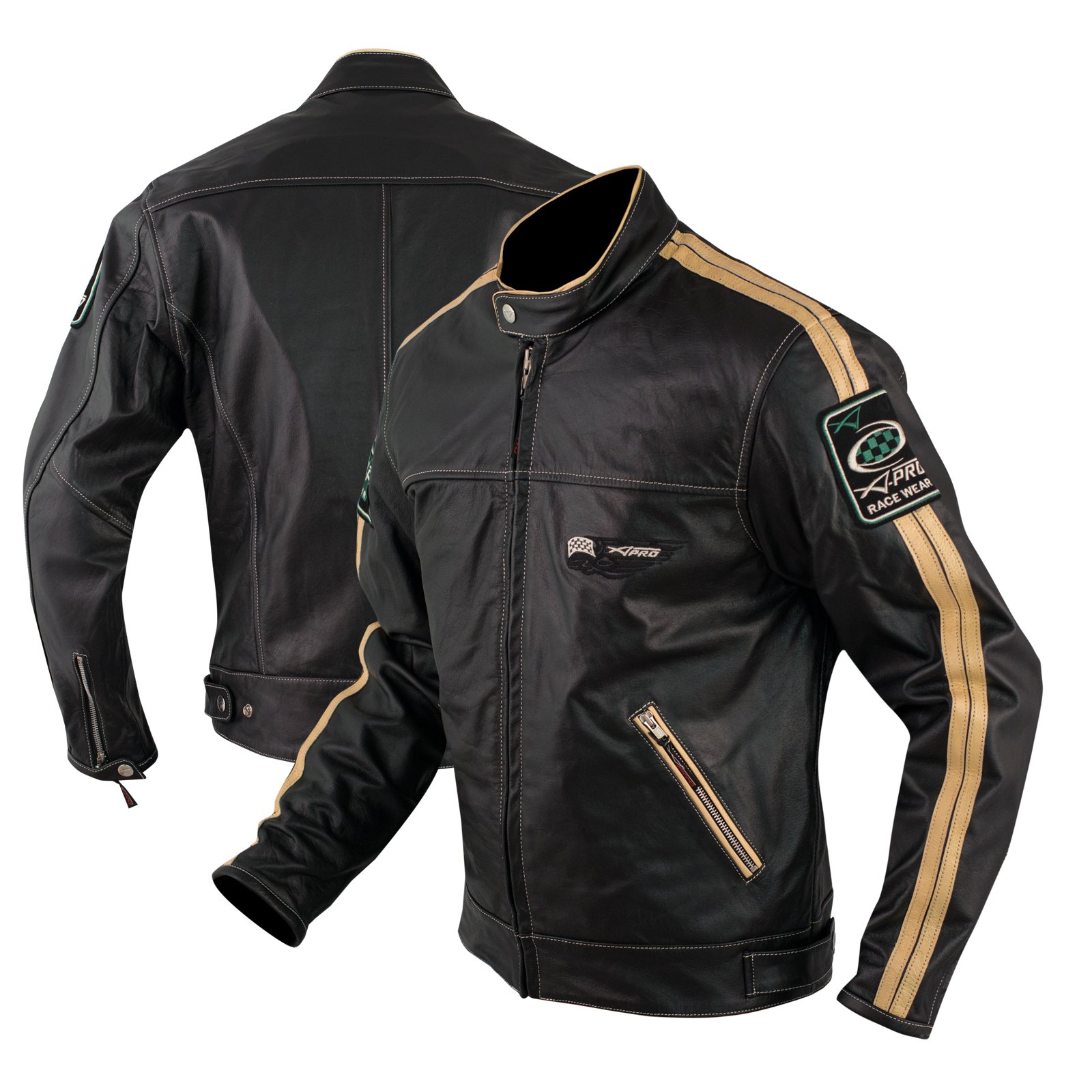 A-Pro Lederjacke Anilin CE Protektoren Motorrad Roller Custom Thermofutter Weiss L von A-Pro