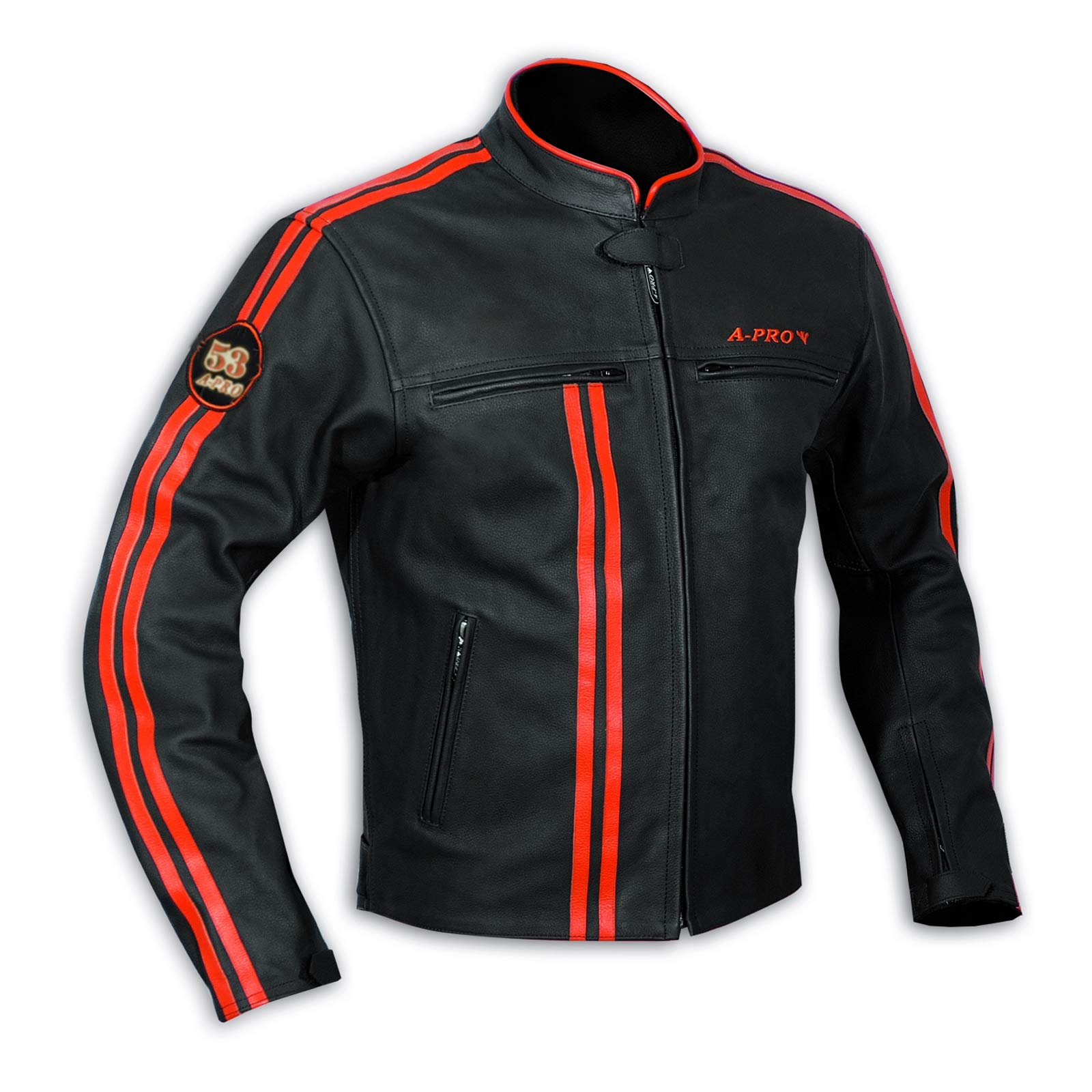 A-Pro Lederjacke Herren Biker Motorrad CE Protektoren Echtleder Thermic Orange M von A-Pro