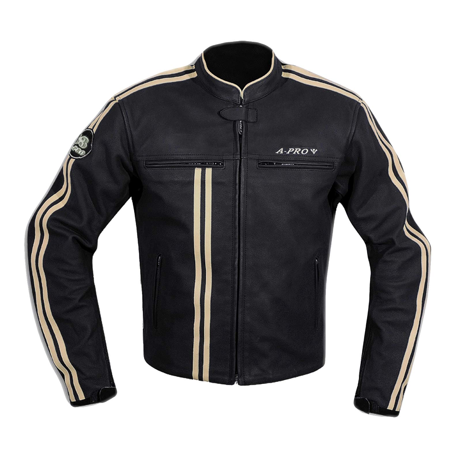 A-Pro Lederjacke Herren Biker Motorrad CE Protektoren Echtleder Thermic Weiss L von A-Pro