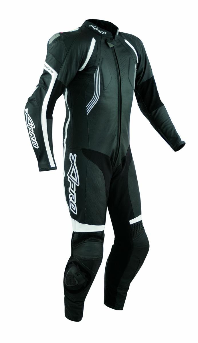 Lederkombi Lederanzug Motorrad Sport CE Protektoren Rindsleder Suit Schwarz 52 von A-Pro