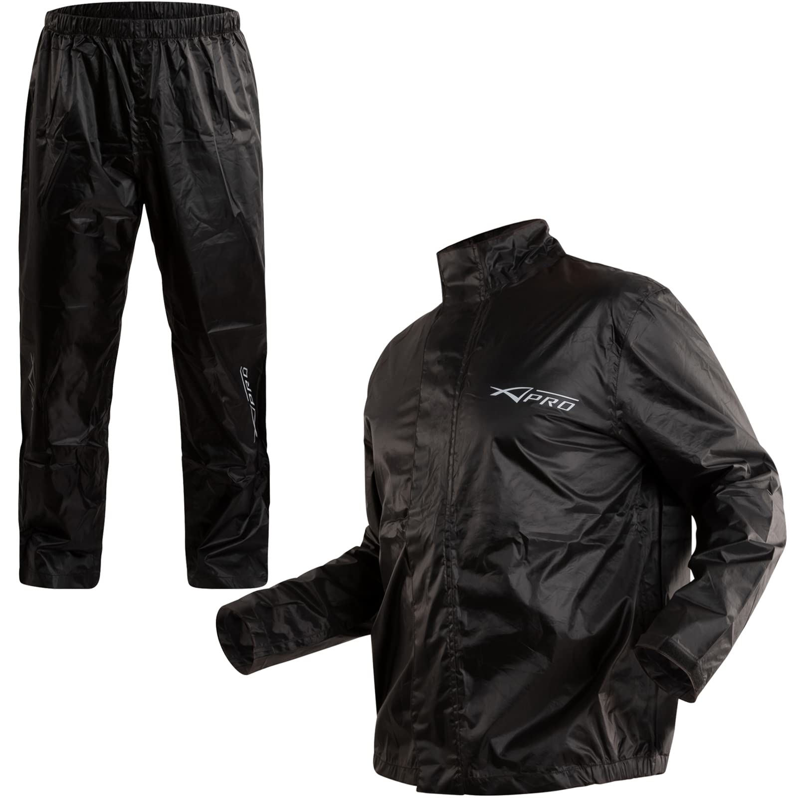 A-Pro Motorrad Regenkombi Regenjacke Regenhose Wasserdicht Regenanzug Schwarz XS von A-Pro