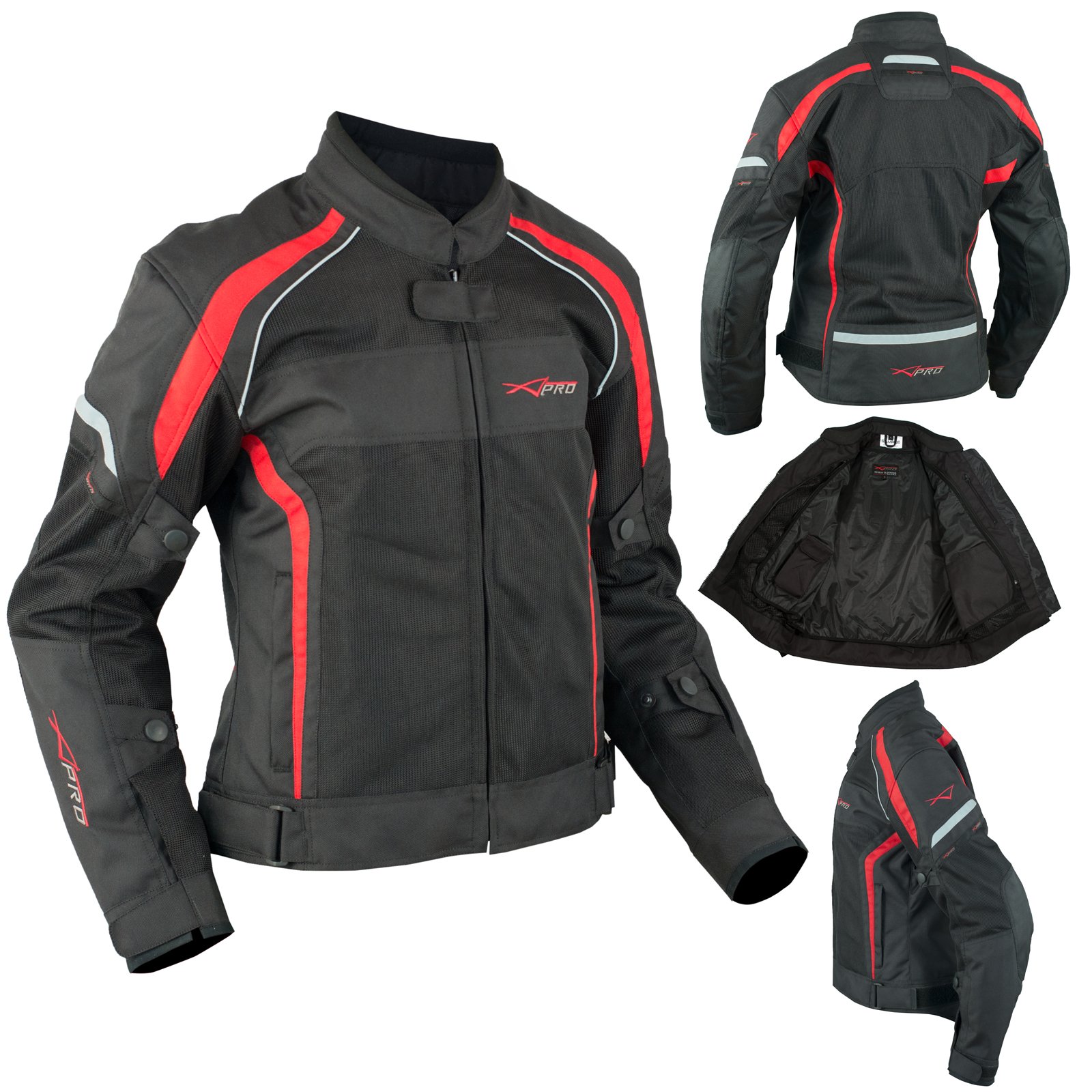 A-Pro Motorrad Textil Damenjacke Wasserdichte Atmungsaktivem Mesh Rot M von A-Pro