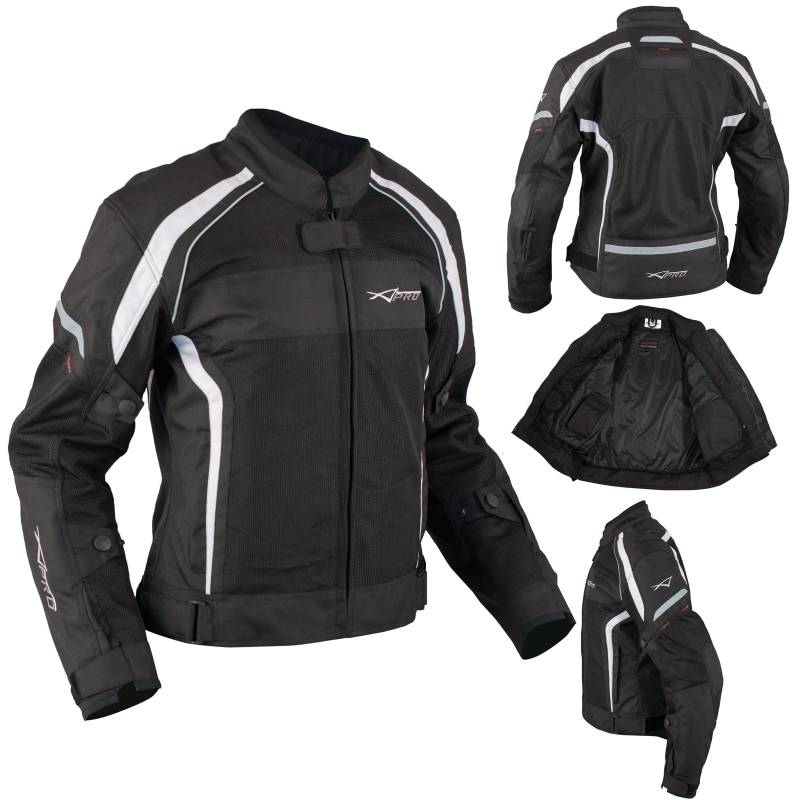 A-Pro Motorrad Textil Damenjacke Wasserdichte Atmungsaktivem Mesh Weiss S von A-Pro