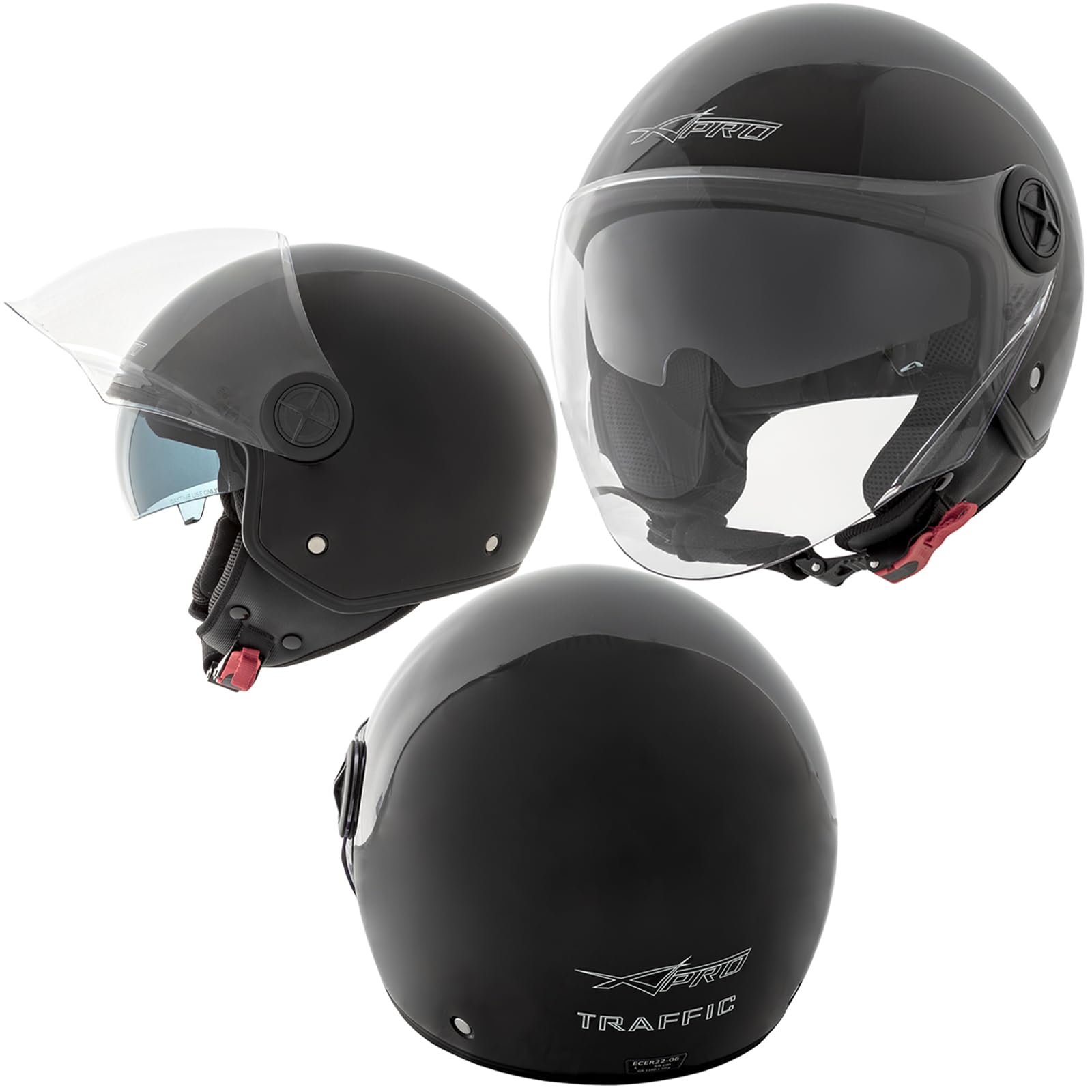 A-Pro Motorradhelm Motorrad Roller Jet Helm Innensonnenblende Viser Schwarz XS von A-Pro