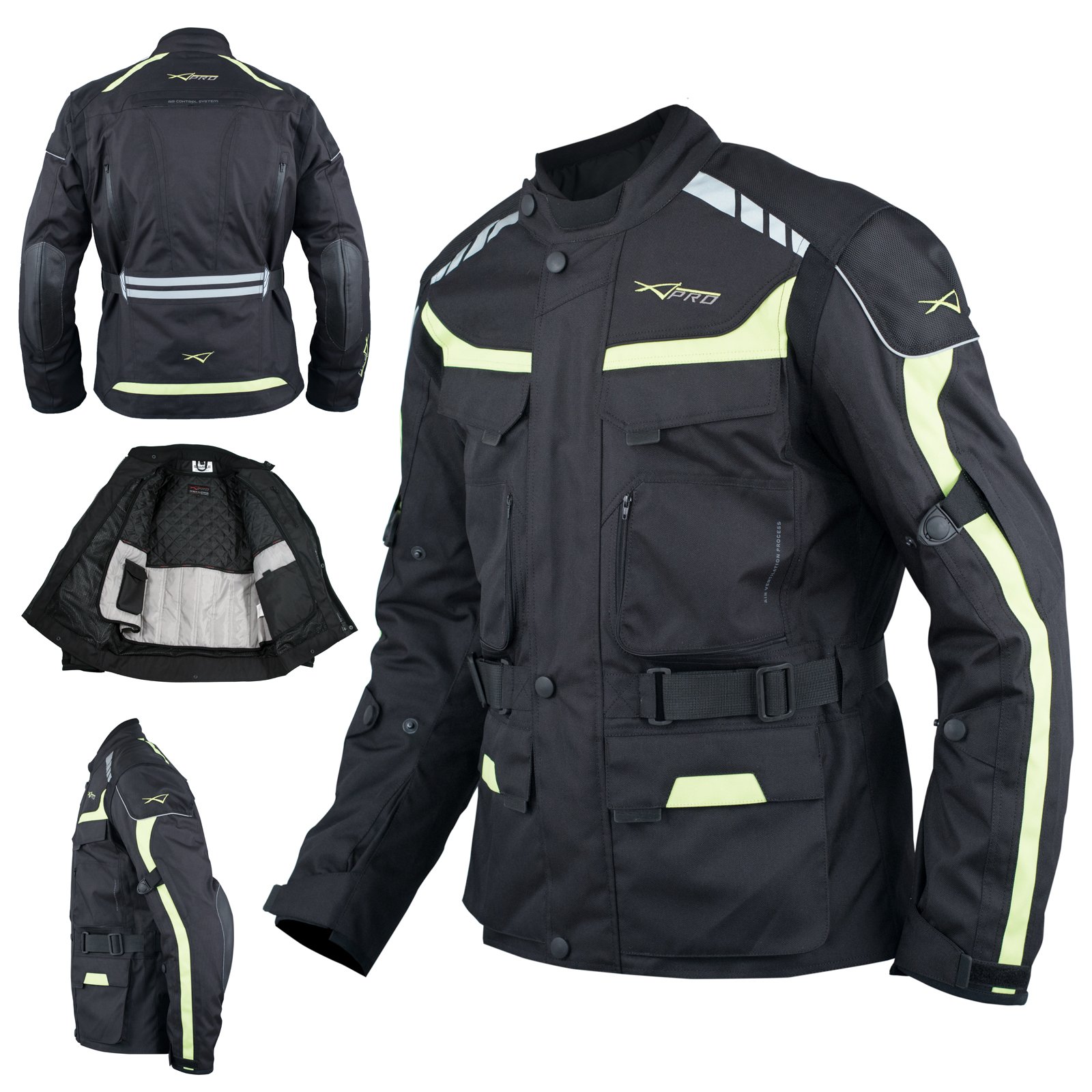 A-Pro Motorradjacke Roller Textil Thermoweste Wasserdichte Touring Fluo L von A-Pro