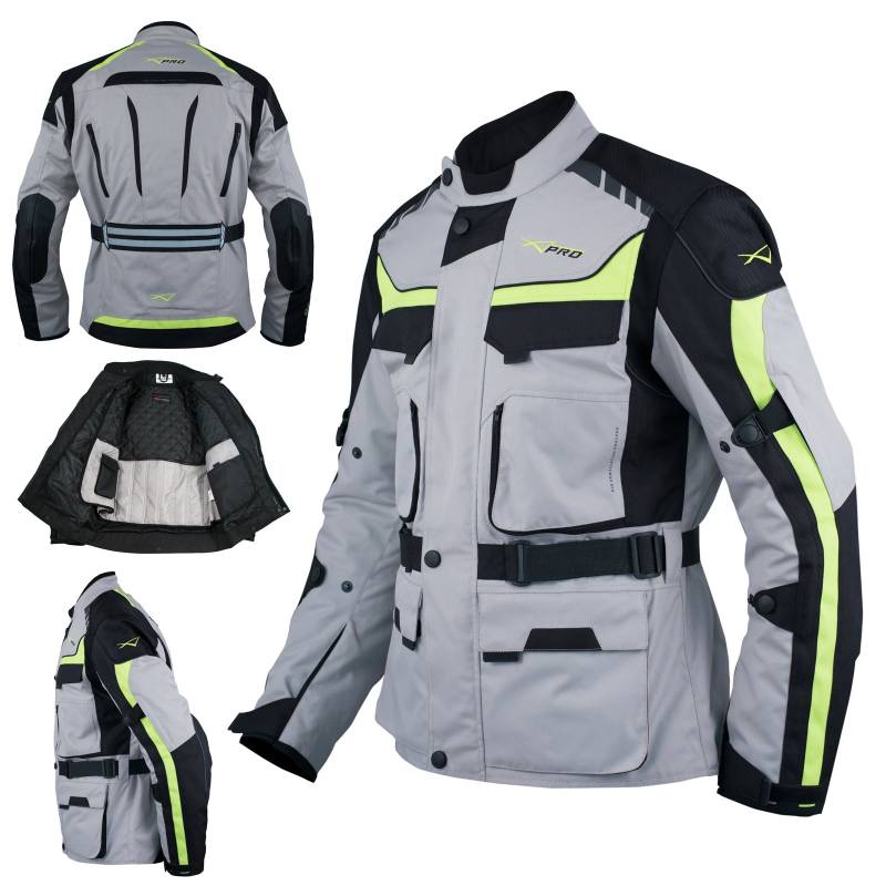 A-Pro Motorradjacke Roller Textil Thermoweste Wasserdichte Touring Grau 3X von A-Pro