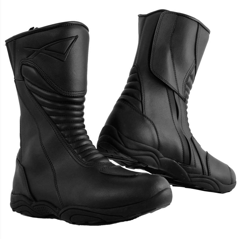 A-Pro Motorradstiefel Wasserdicht Sport Touring Racing Herrenstiefel Schwarz 39 von A-Pro