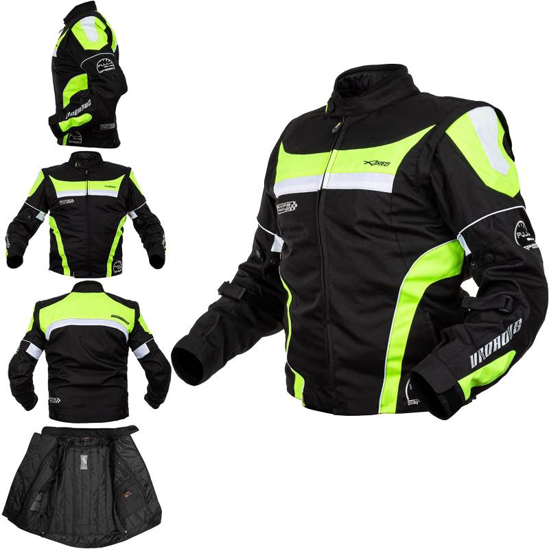 Oxford Jacke Herren Textil CE Protektoren Thermoweste Motorrad Fluo XXL von A-Pro