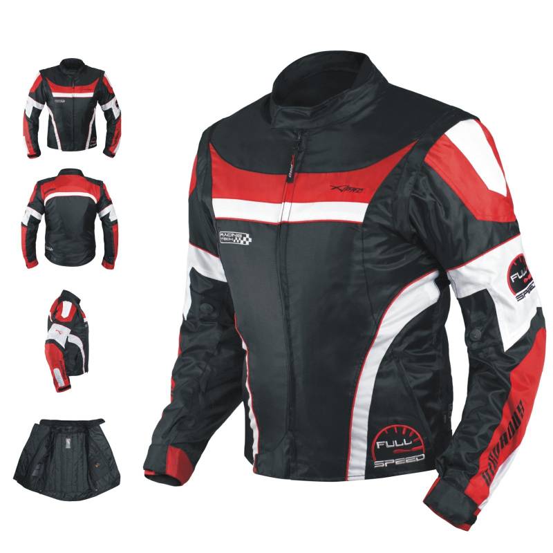 A-Pro Oxford Jacke Herren Textil CE Protektoren Thermoweste Motorrad Rot L von A-Pro