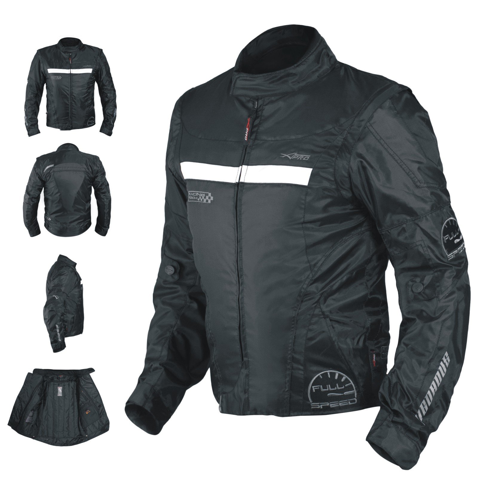 A-Pro Oxford Jacke Herren Textil CE Protektoren Thermoweste Motorrad Schwarz S von A-Pro