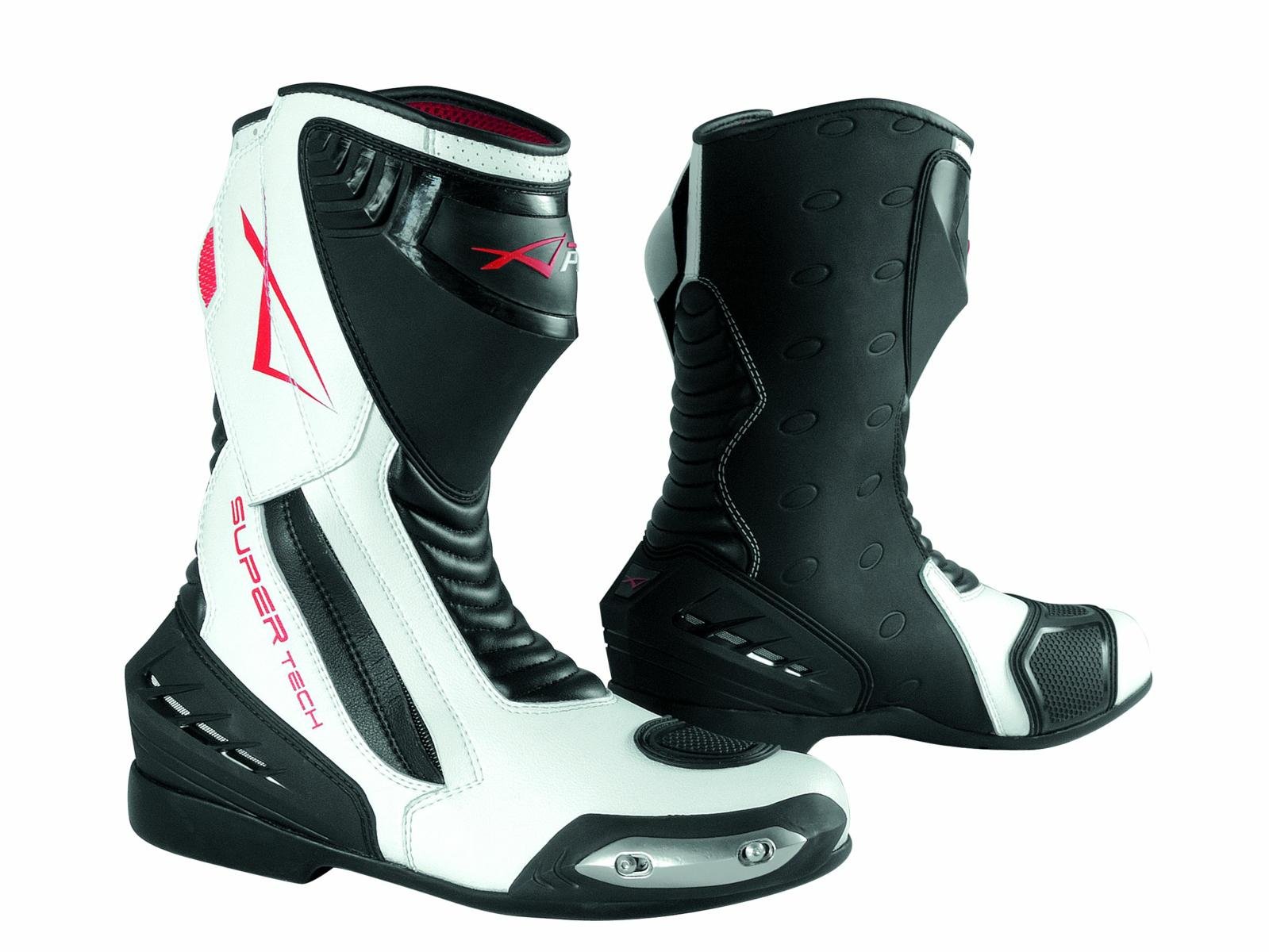 A-Pro Racestiefel Motorrad Rindsleder Stiefel Thermofutter Professionell Weiss 44 von A-Pro