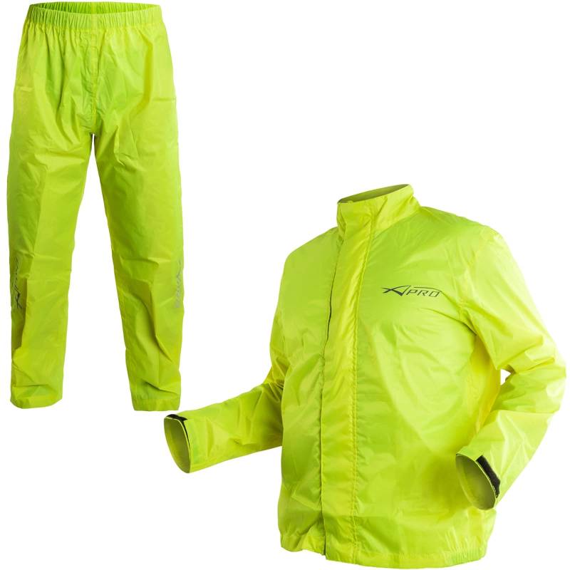 A-Pro Regenjacke Motorrad Regenkombi Regenhose Wasserdicht Regenanzug Fluo XXL von A-Pro