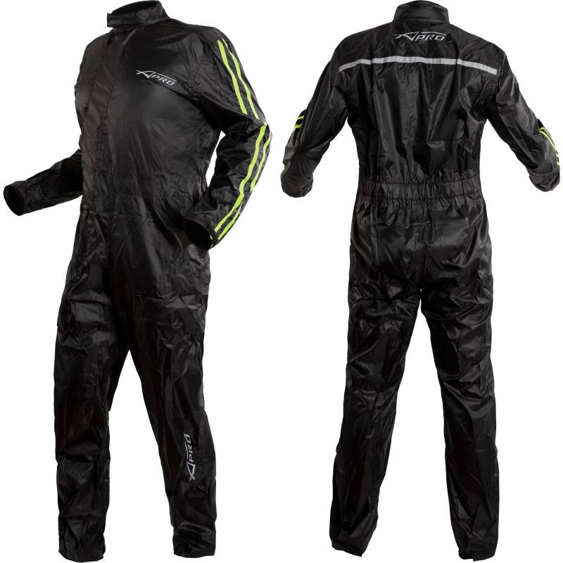 Regenjacke Regenkombi Wasserdicht Regenanzug Motorrad Regenhose Fluo XL von A-Pro