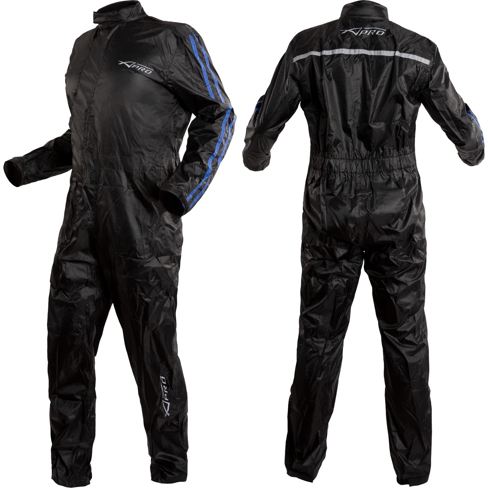 Regenkombi Regenjacke Motorrad Regenhose Wasserdicht Regenanzug Blau XL von A-Pro