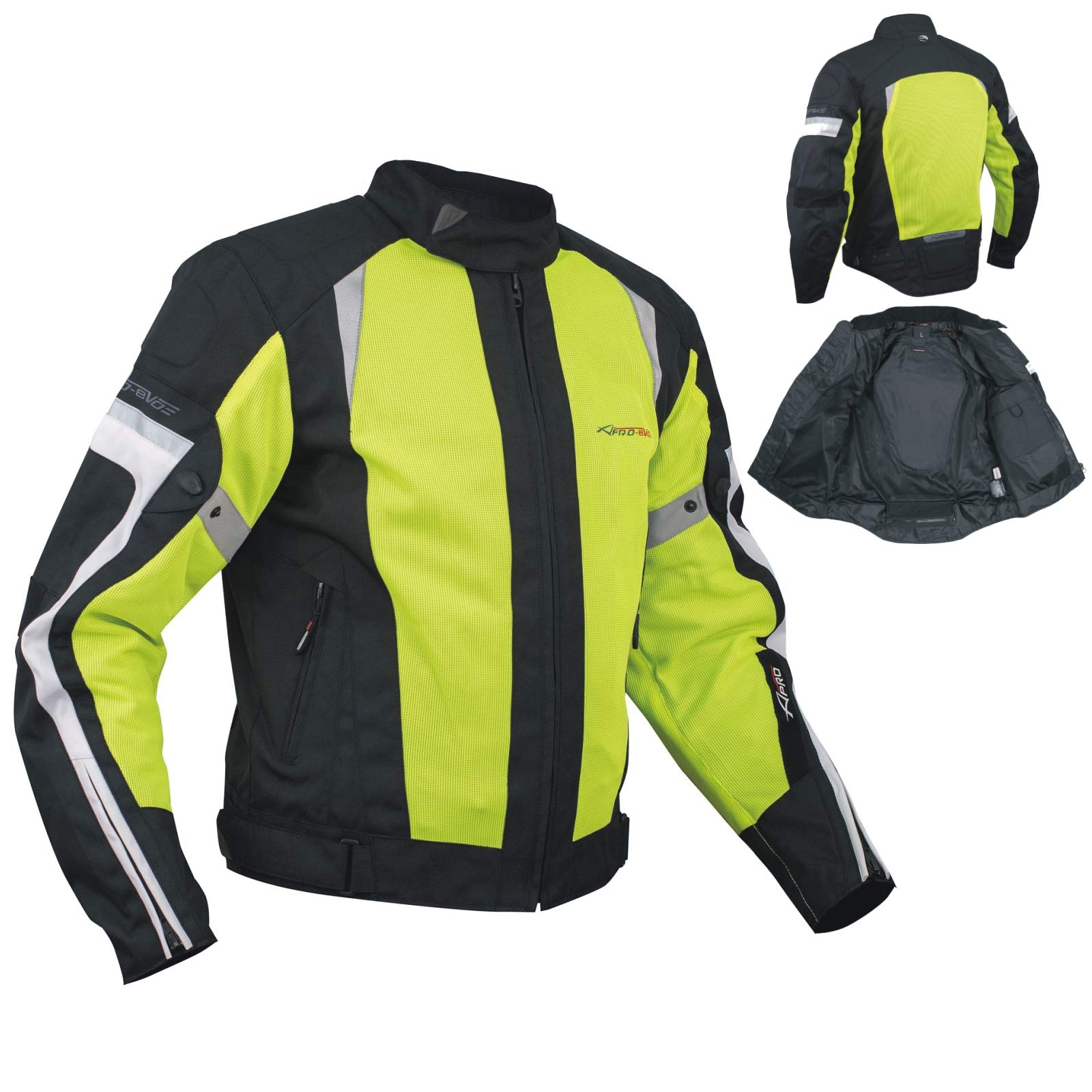 A-Pro Sommer Mesh Motorradjacke Sport Motorbike Racing Touring Protektoren Fluo 3X von A-Pro