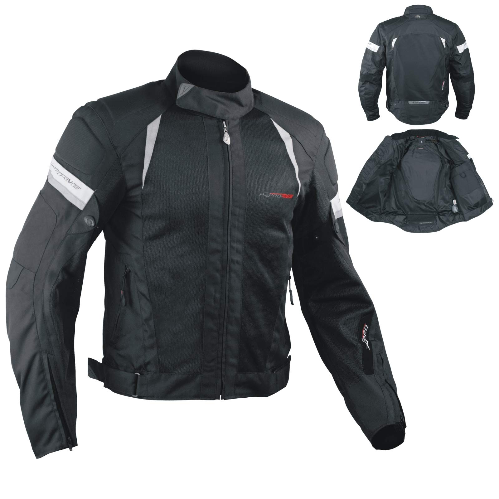 A-Pro Sommer Mesh Motorradjacke Sport Motorbike Racing Touring Protektoren Schwarz 3XL von A-Pro