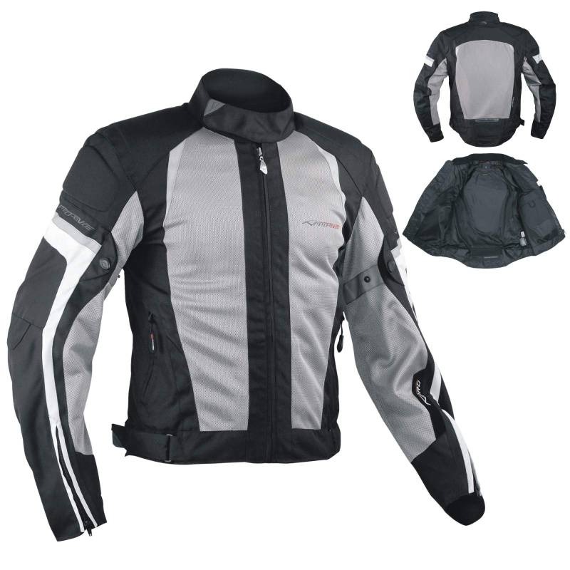 A-Pro Summer Motorbike Mesh Sport RaceTouring CE Armored Jacket Motorcycle Grey M von A-Pro