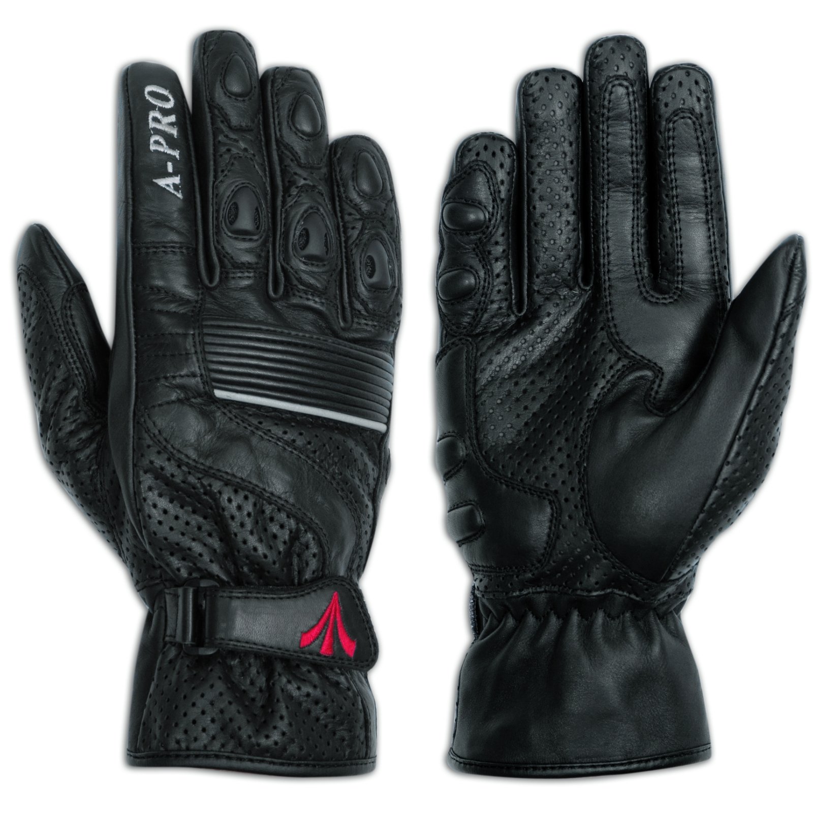 A-Pro Summer leather sport Gloves Scooter Motorcycle Motorbike Bikers Black XL von A-Pro