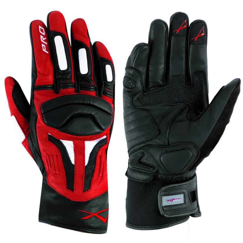 A-Pro Summer leather sport Padded Gloves Scooter Motorcycle Motorbike Bikers Red XL von A-Pro