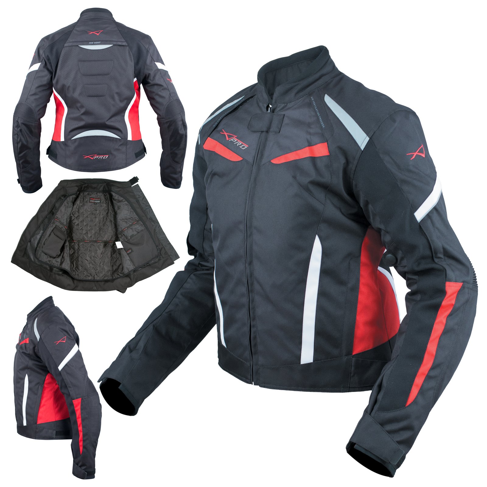 Textil Motorrad Damenjacke wasserdichte Reflexstreifen Reise Rot M von A-Pro