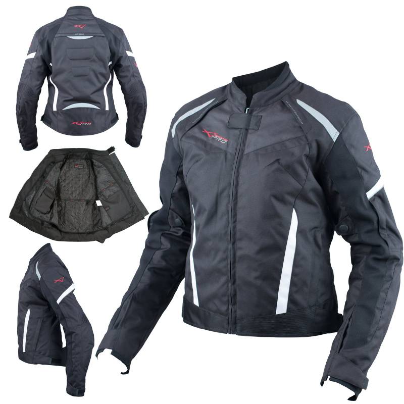 A-Pro Textil Motorrad Damenjacke Wasserdichte Reflexstreifen Reise Schwarz L von A-Pro